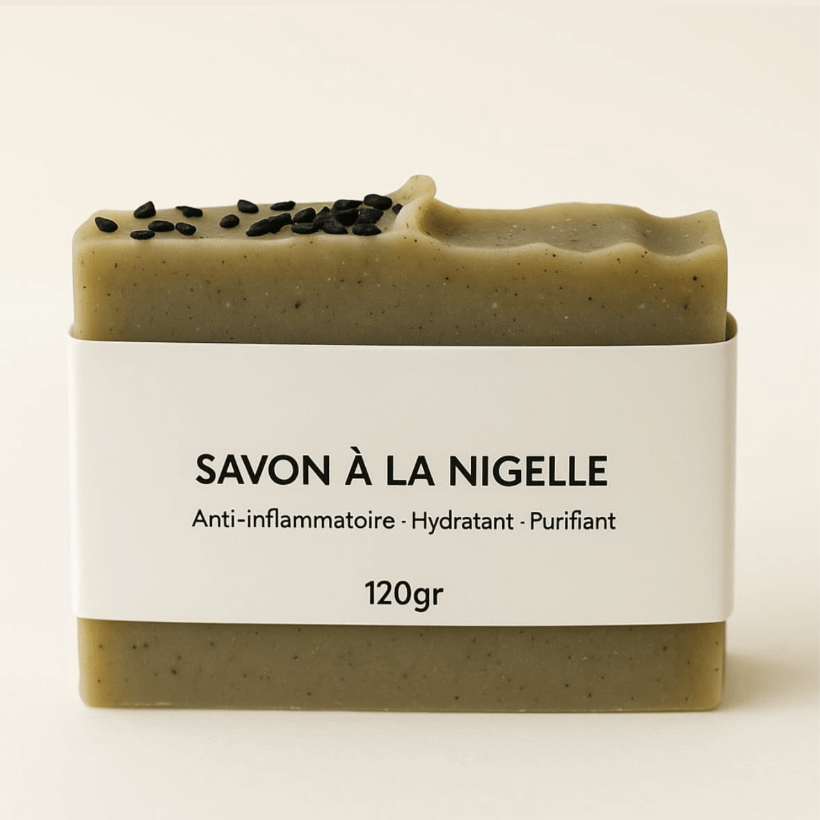 Savon Artisanal Saponifié à froid : à la Nigelle, Miel-Curcuma, à l'Argan et Lait de chèvre - kalya