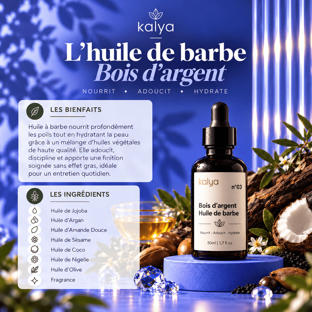 Huile de Barbe Bois d'Argent 50 ml - kalya