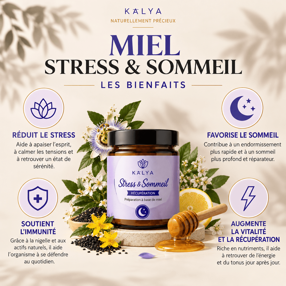 Miel Stress & Sommeil - Préparation à base de miel - kalya
